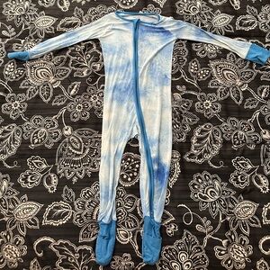 Little Sleepies Blue Watercolor Bamboo Viscose Zippy - 18-24 months